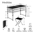 thumbnail image 2 of Mesa Plegable Para Camping Picnic Ajustable 1.20 Portátil 4 Sillas Color Negro, 2 of 9