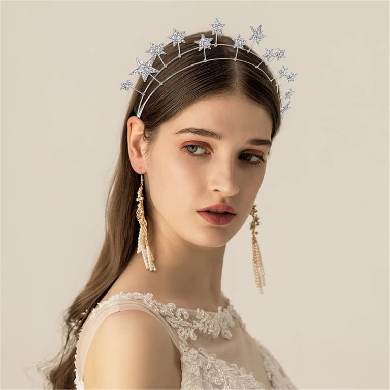 Rhinestone Star Headband Glitter Hair Bands Bridal Headpiece 