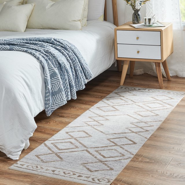 Rugking Runner Rug 2X6 Hallway Modern Kitchen Soft Rug Indoor Mat Geometric Print Floor Cover Thin Carpet Doormat Non Slip Area Rugs for Bedroom Entryway Taupe