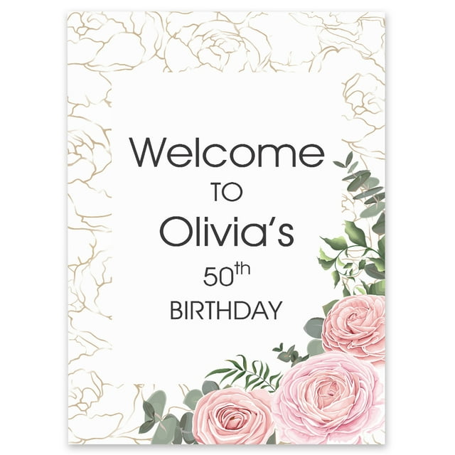 Darling Souvenir MADE WITH LOVE PersonalizedWelcomeBirthdaySignRose,Large Decorative Poster For Birthday Party, Celebrations- 18x12