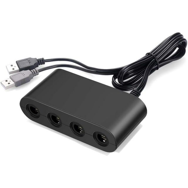 Gamecube Controller Adapter Compatible with Wii U, PC, Switch Gamecube Adapter Super Smash Bros. Support Trubo and Vibration, Plug and Play