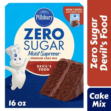 Pillsbury Moist Supreme Devil's Food Sugar Free Cake Mix, 16 Oz Box (Pack of 4)