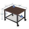 FITUEYES Printer Stand on Wheels,2 Tier End Table，Under Desk Mesh Storage，PS204801MW