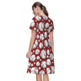 thumbnail image 2 of Horeoi Cute Baseball Print Women's Short Sleeve Dress Breathable Polyester-Spandex All-Over Print A-Line Side Pockets Elastic Waist, 2 of 6