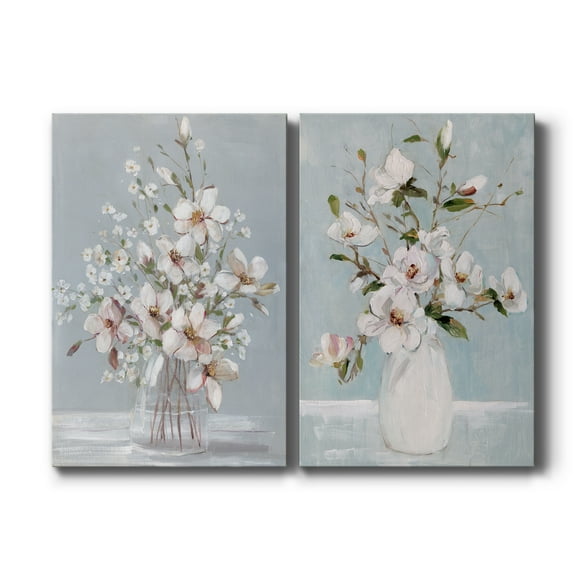 Magnolia Romance Premium Gallery Wrapped Canvas - Ready to Hang - Set of 2 - 24 x 36 Each