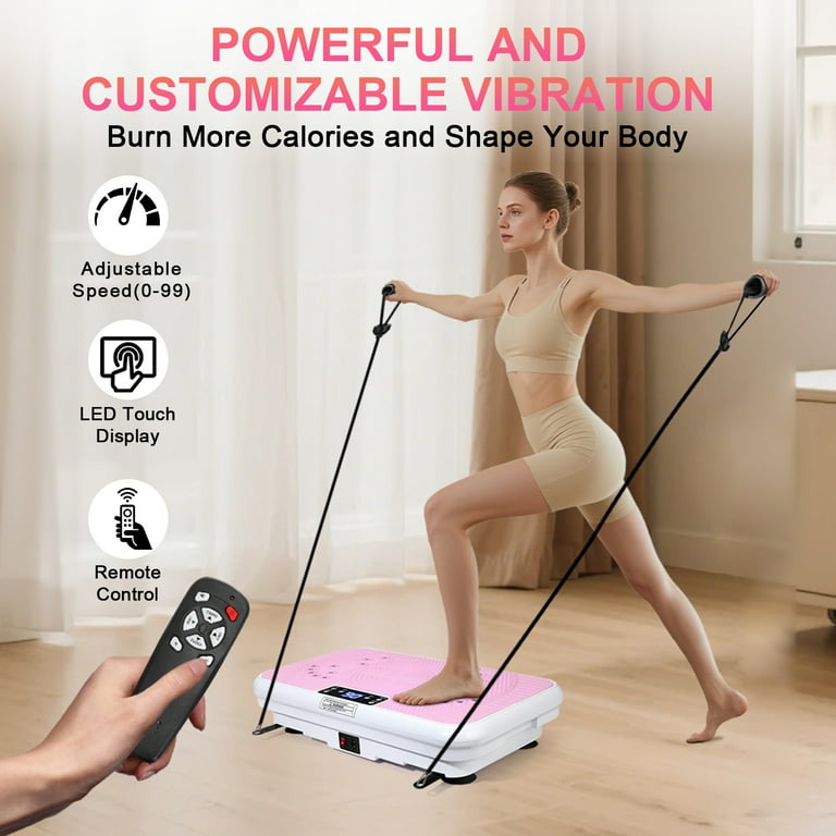 BEF Vibrating Plate Exercise Machine with LED Display, 199 Adjustable  Speeds Power, 300 lbs 150 Watts, Shake Board Sport Gym for Women and Men,  Pink - Walmart.com