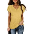 thumbnail image 2 of Womens Tops V Neck Summer Petal Sleeve Casual Tshirts, 2 of 8