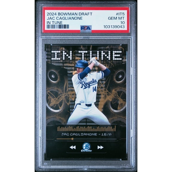 Graded 2024 Topps Bowman Draft Jac Caglianone #IT5 In Tune Rookie RC Baseball Card PSA 10 Gem Mint