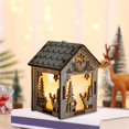 thumbnail image 4 of Escena de madera de Navidad Casa Estatuilla Luz luminosa Decoración de Reno-s Hugo Casa de miniaturas de madera, 4 of 9