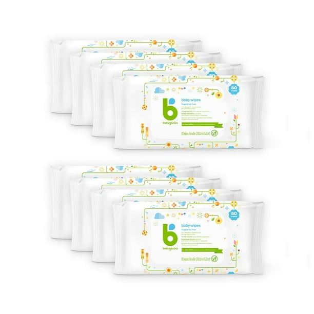 Toallitas para pañales Babyganics, sin perfume, 640 unidades, a base de plantas