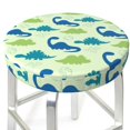 thumbnail image 3 of Hirioo Cute Dinosaur Blue Green for Round Bar Stool Seat Covers Washable Stool Cushion Slipcover Elastic Bar Chair Covers for 12-14 Inch Chair-14 inch, 3 of 7