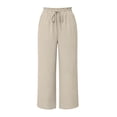 thumbnail image 5 of GUACER Womens Wide Leg Linen Blend Pants High Waist Drawstring Casual Lounge Trousers with Pockets, 5 of 6