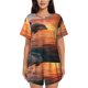 thumbnail image 1 of Fotbe Sunset Dancing Dolphin B Conjunto de Pijama Estampado para Mujer, 2 Piezas, Ropa de Dormir con Camiseta de Manga Corta y Shorts Suaves-Medium, 1 of 6