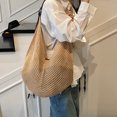 thumbnail image 2 of Bolso de mano para mujer de alta calidad, suave, de punto hueco, de gran capacidad, estilo bandolera, 2025, nuevo, versátil, de color sólido, 2 of 5