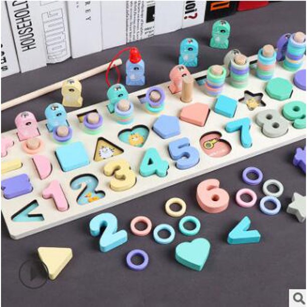 Juguetes de madera Montessori para niños, tabla de pesca matemática, 1, 2, 3 añosMT0021 zhangmengya unisex