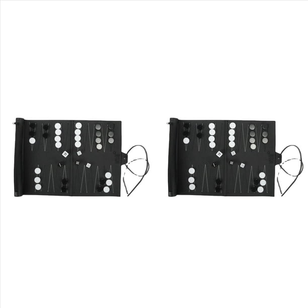 2X Juegos de Backgammon Enrollables Juego de Mesa de Viaje Portátil para Adultos y Niños Tablero de Ajedrez Clásico Plegable de PU Enrollable