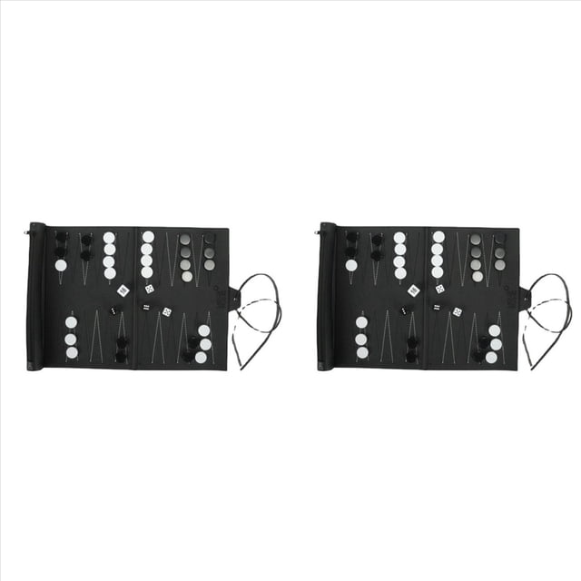 2X Juegos de Backgammon Enrollables Juego de Mesa de Viaje Portátil para Adultos y Niños Tablero de Ajedrez Clásico Plegable de PU Enrollable