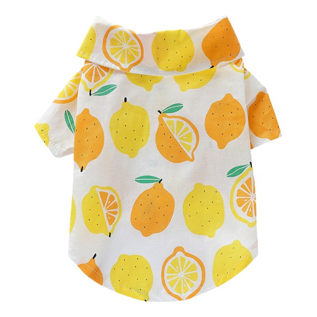 CSChome Dog Shirt Dog Shirt Lapel Collar Soft Comfortable Button Closure Cherry Pattern Summer Pullover Daily Wear