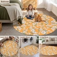 thumbnail image 5 of Spring Botanical Round Area Rug 8Ft Washable Large Circle Rugs for Living Room Dorm, Watercolor Floral Flowers Botanical Yellow Non-Slip Carpet Floor Mats Indoor Outdoor Carpet Runner Home Decor, 5 of 8