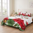 thumbnail image 2 of Full Quilt Set 78''x90'', Red Spring Floral Lightweight Bedspread Coverlet Set with 2 Pillow Shams, Butterfly Farmhouse Breathable All Season Quilt Bedding for Bedroom/Guest Room Watercolor Flowers, 2 of 9