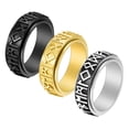 thumbnail image 1 of Nordic Style Viking Text Stainless Steel Rotatable Ring, Retro Men'S Black Fashionable Ring, 1 of 4