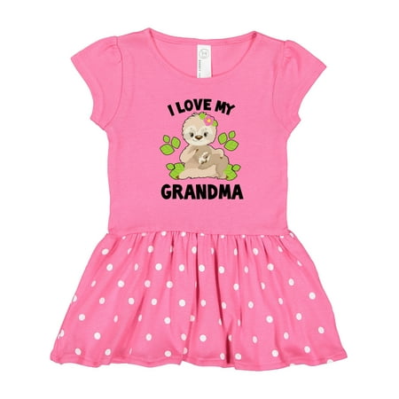 

Inktastic Cute Sloth I Love My Grandma with Leaves Gift Toddler Girl Dress