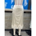 thumbnail image 4 of Pink Silk Satin Midi Skirt With Lace Trim Elastic Waist A-Line Flowy, 4 of 6