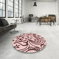 thumbnail image 4 of Ahgly Company Machine Washable Indoor Round Transitional Light Red Pink Area Rugs, 3' Round, 4 of 7