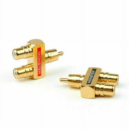 2Pcs For Rca Audio Y Splitter Plug Adapter 1 Male To 2 Female Gold Plated