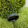 thumbnail image 4 of Wedding Ring Women 5mm Black & Rainbow Opal Inlay Tungsten Band., 4 of 7