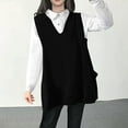 thumbnail image 5 of Women's Loose Swing Cute Oversized Knit Sweater Vest Fall Sweaters with Pockets Fashion Oversized Knitted Pullover Tops, 5 of 7