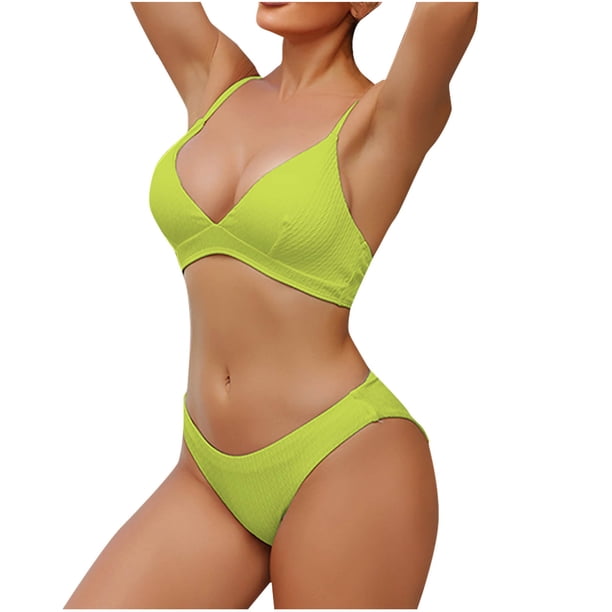 Trajes de baño Tankini Amzcrzy para mujer, trajes de baño, trajes de baño, bikini con control de abdomen, estilo europeo y americano, bañadores divididos, bañadores amarillos, XL