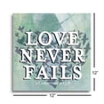 thumbnail image 3 of Love Never Fails Bluegreen Bird Heart 12 x 12 Glass Wall Hanging Sign, 3 of 4