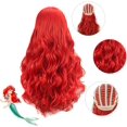 thumbnail image 5 of Peluca de sirena de pelo largo y rizado rojo para niños, peluca de Cosplay, peluca sintética Natural resistente al calor para mujeres, adecuada para fiesta de Halloween, 5 of 5
