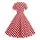 thumbnail image 4 of Puntoco Vestido Rojo De Longitud Media Que Cubre Los Glúteos Y La Cintura Estilo Tablero De Ajedrez Estilo Hepburn Para Mujer Rojo L,Regalos Para Mujer Joven, 4 of 9
