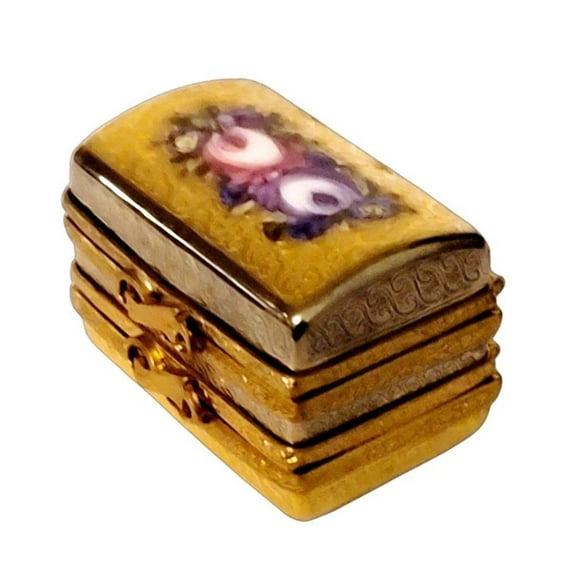 Elegant Double Hinged Gold Trinket Box for Collectors Limoges Box Porcelain Figurine