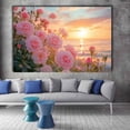 thumbnail image 2 of Mudket Sunset Beach Pink Rose Canvas Wall Art, Framed Floral Print, Ready to Hang Wall Decor for Bedroom Living Room Office, Romantic Flower Artwork - 12"L x 8"W, 2 of 10