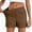 Brown, variant on Women's High Waist Tailored Shorts with Contrast Stitching - Side Pockets, Clean Fit - Lightweight Woven Fabric Summer Office Bottoms