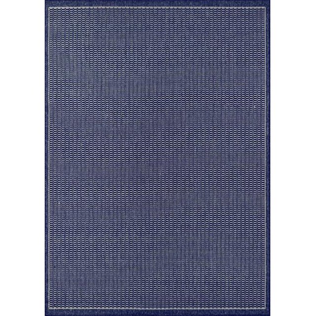 Couristan 10016500053076T 5 ft. 3 in. x 7 ft. 6 in. Recife Saddlestitch Power Loomed Rectangle Area Rug - Ivory & Indigo