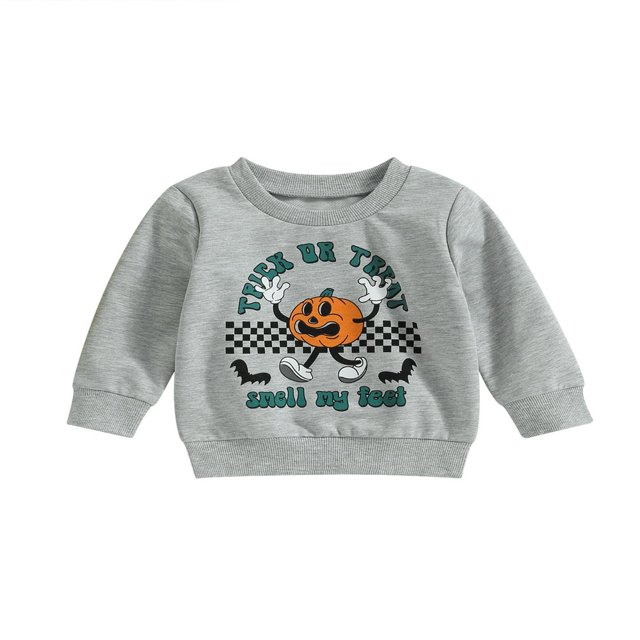 Bébé Fille Garçon Halloween Tenue Citrouille Lettre Col Rond Pull Pull Vêtements d'Automne