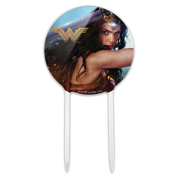 Acrylic Wonder Woman Movie Battle Cake Topper Party Decoration for Wedding Anniversary Birthday Graduation