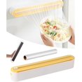 thumbnail image 1 of Magnetic Wrap Dispenser with Cutter, Magnetic Cling Film Dispenser with Slide Cutter, No-Drill Refillable Food Cling Film Cutter, Easy One-Hand Operation, for Worktops & Cabinets (Yellow), 1 of 7