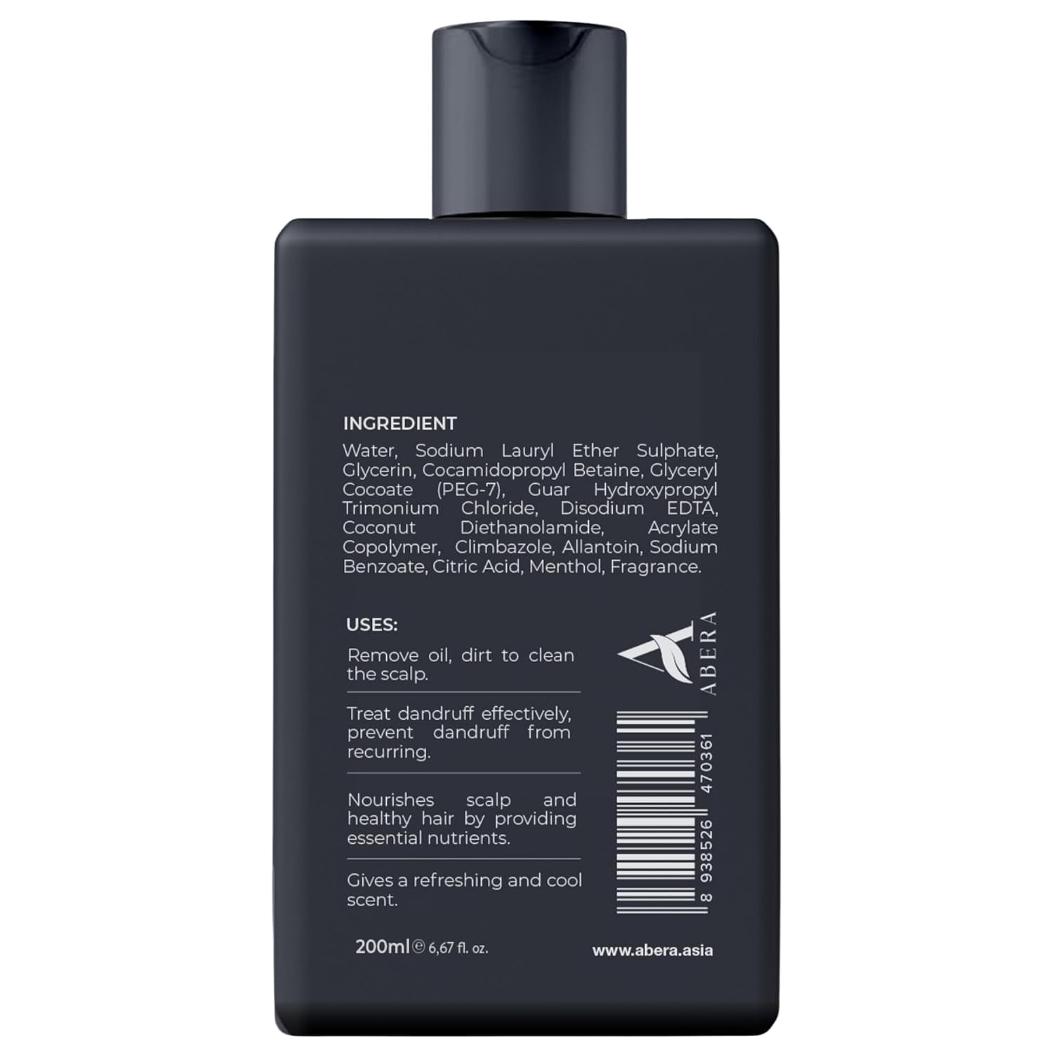 ABERA Anti-Dandruff Shampoo with Natural Ingredients, Helps Reduce Flakes, Soothes Dry Itchy Scalp, Supports Scalp & Hair Health, 6.67 fl oz