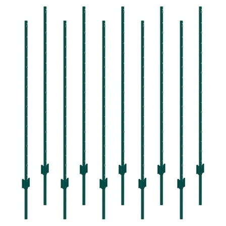 5 Feet Fence Post 10 Pack T-Post Heavy Duty Metal Fence Posts Green 5 ft 10-Pack