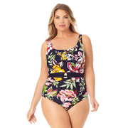 Anne Cole Plus - Ring Belt Scoop One Piece Swimsuit
