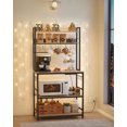 thumbnail image 3 of VASAGLE Bakers Rack with Power Outlet, Microwave Stand, Kitchen Tall Utility Storage Shelf, with Metal Wire Panel, 14 Hooks, 40 x 80 x 170 cm, Greige and Black, 3 of 9