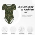 thumbnail image 4 of Kdxio Green Camouflage Skull for Women's Short-Sleeved Onesie Stylish Round Neck Pajamas Bodysuit Jumpsuit Nightwear-Medium, 4 of 7
