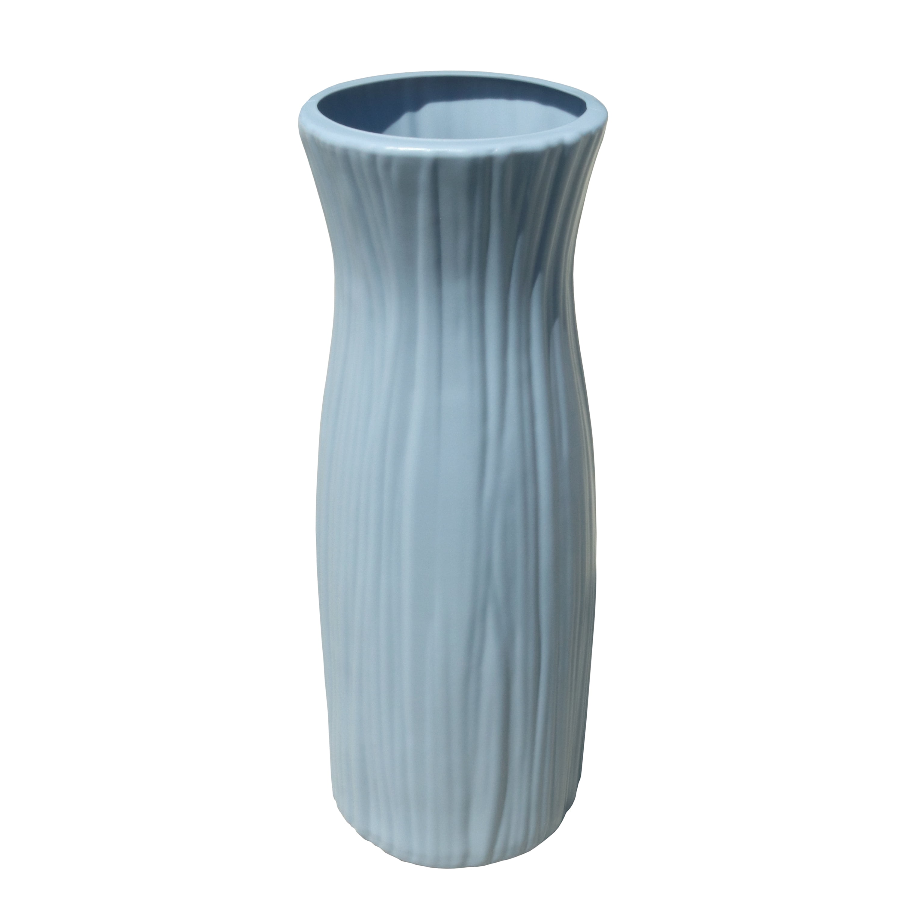 (6 pack) Mainstays Plastic Rib Vase, Placid Blue, Indoor