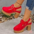 thumbnail image 7 of Rokment Platform Chunky High Heels Clogs Slingback Dress Sandals for Women Ladies 2026 Spring Summer Fashion Leather Buckles Closed Toe Chunky Block Heeled Pumps Casual Shoes Red Size 7, 7 of 7