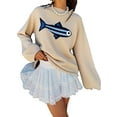 thumbnail image 2 of Women Crew Neck Rib Knit Fish Graphic Oversized Y2k Pullover Sweater Jumper Apricot Color M, 2 of 8